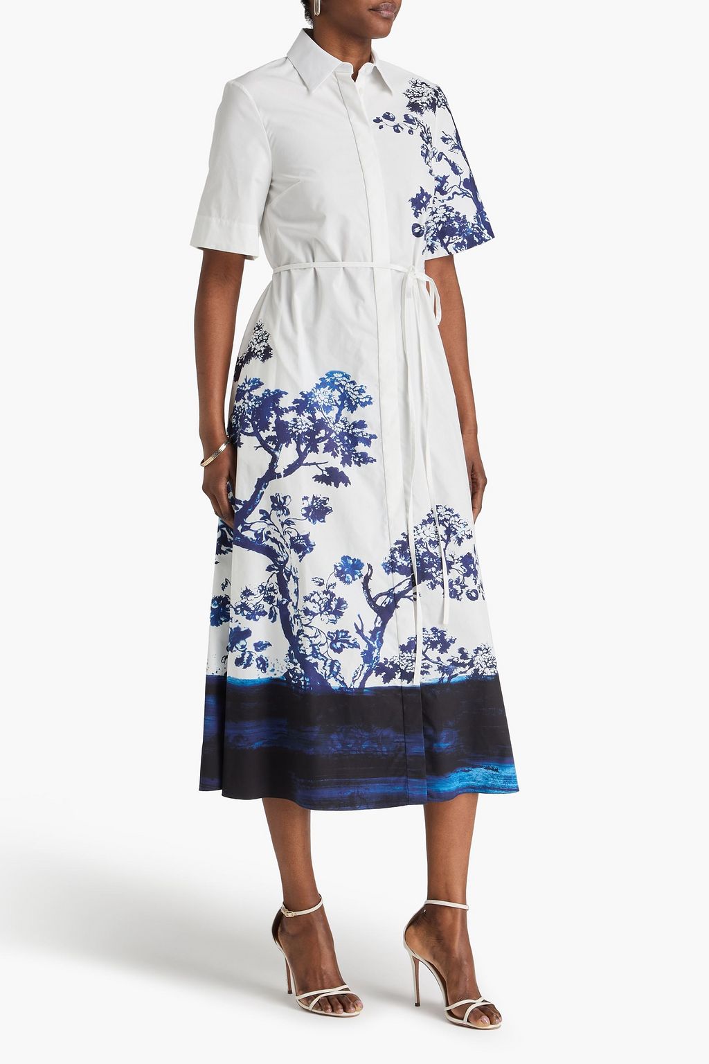 ERDEM Printed cotton-poplin midi shirt dress | THE OUTNET