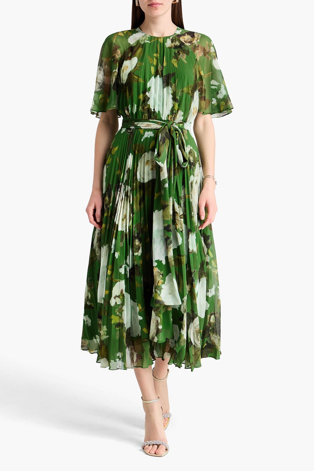 ERDEM Pleated floral-print voile midi dress | THE OUTNET