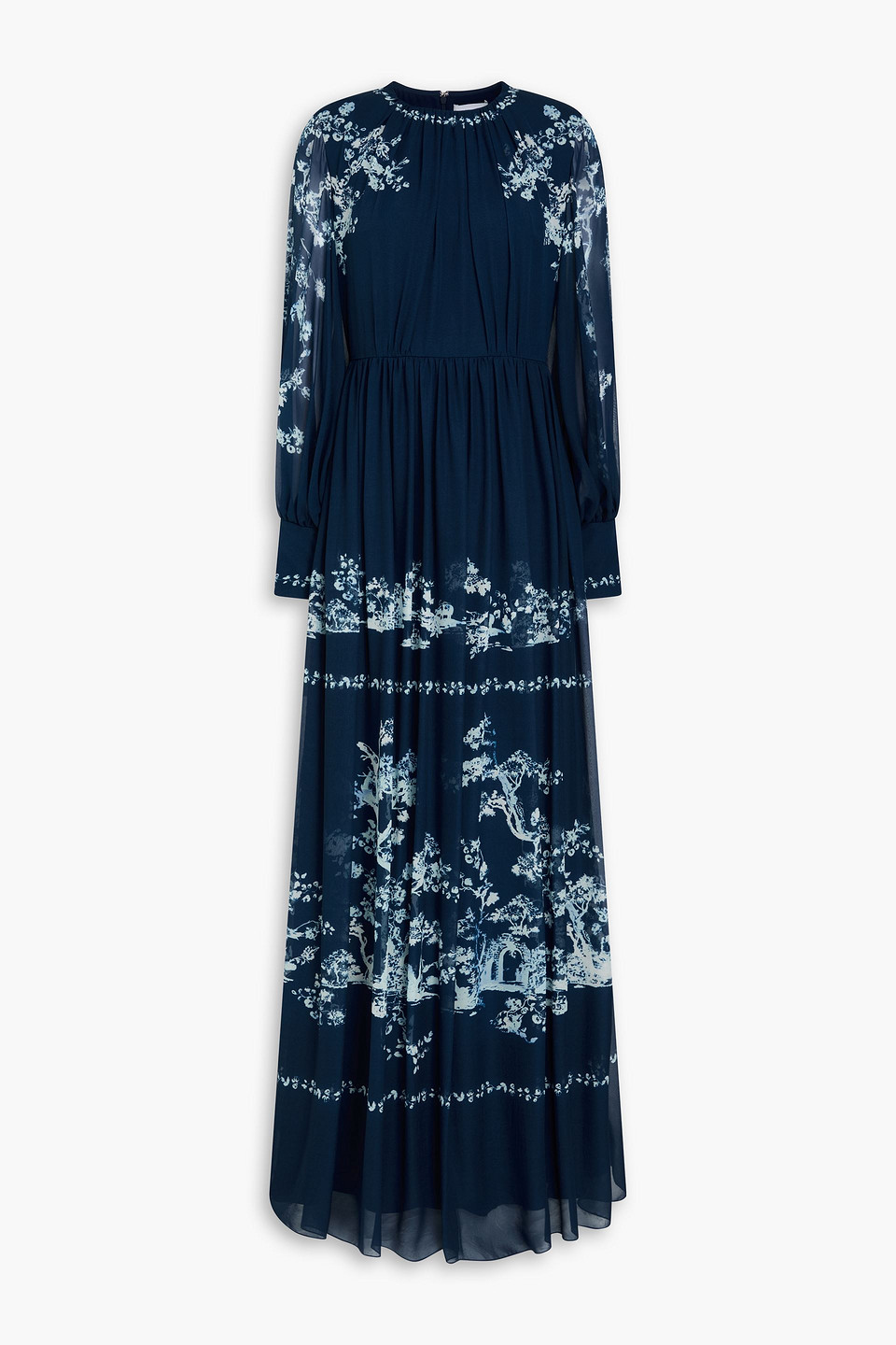erdem - printed silk-voile gown - blue - uk 8