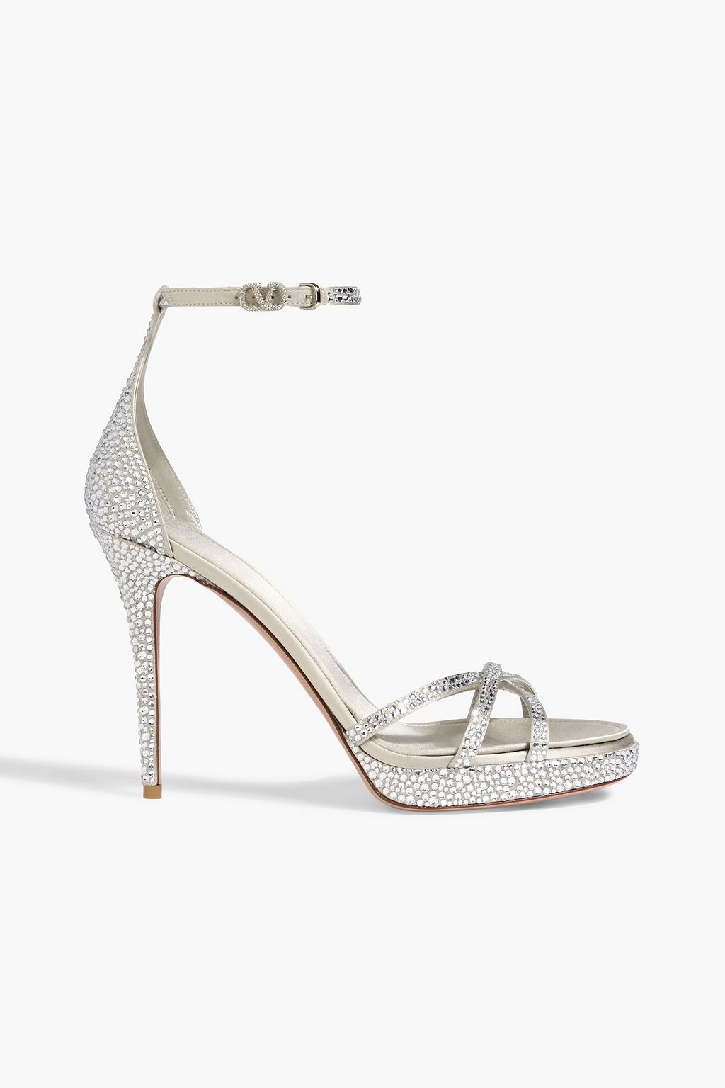 VALENTINO GARAVANI Eveninglam crystal-embellished satin platform