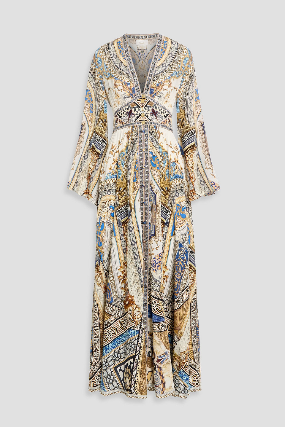 camilla - crystal-embellished printed silk crepe de chine maxi dress - white - xl