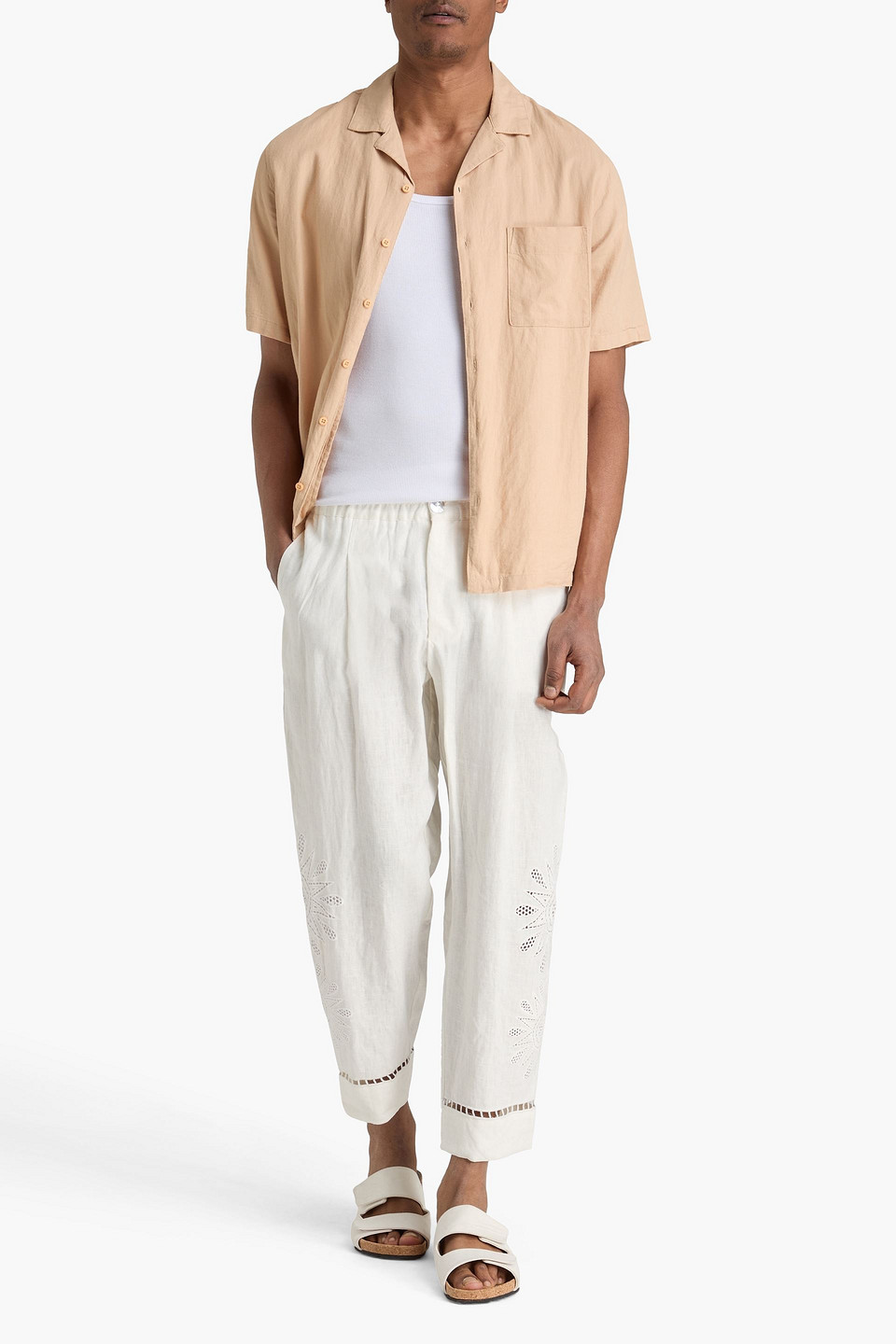  Farm Rio - Richelieu Embroidered Linen Pants - Weiß - Xs 