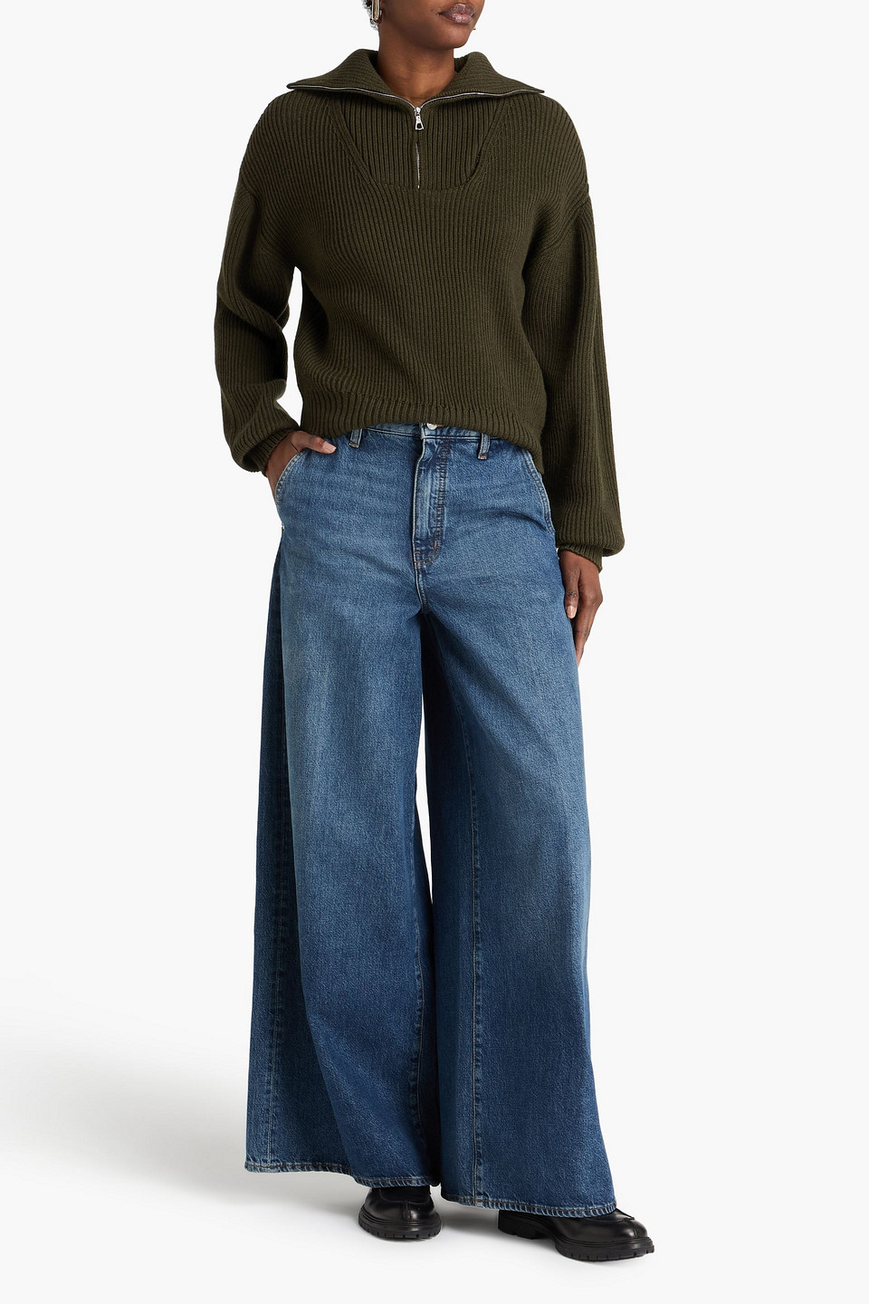  Frame - The Drape High-rise Wide-leg Jeans - Blue - 24 