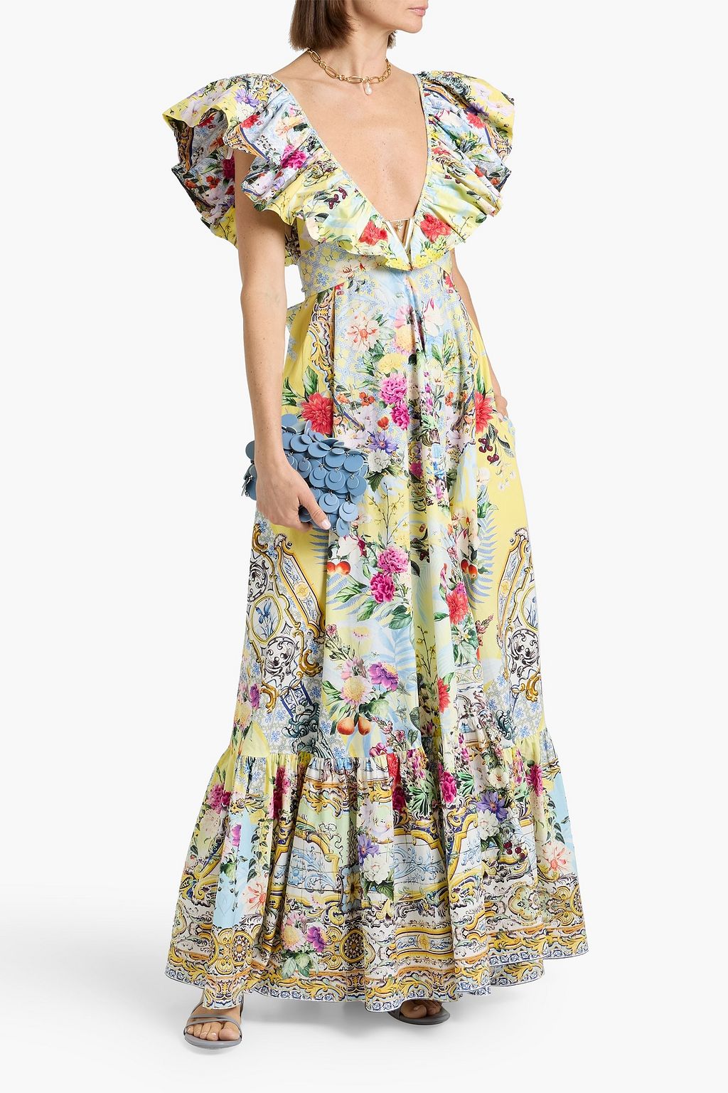 CAMILLA Ruffled printed cotton-poplin maxi dress | THE OUTNET