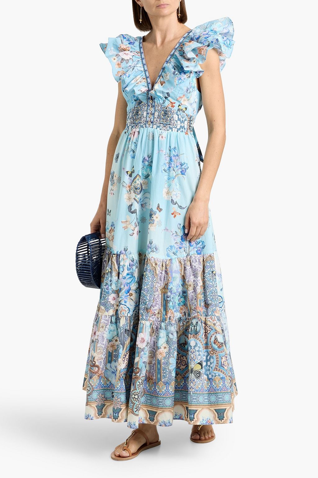 CAMILLA Cutout crystal-embellished printed cotton-poplin maxi dress | THE  OUTNET