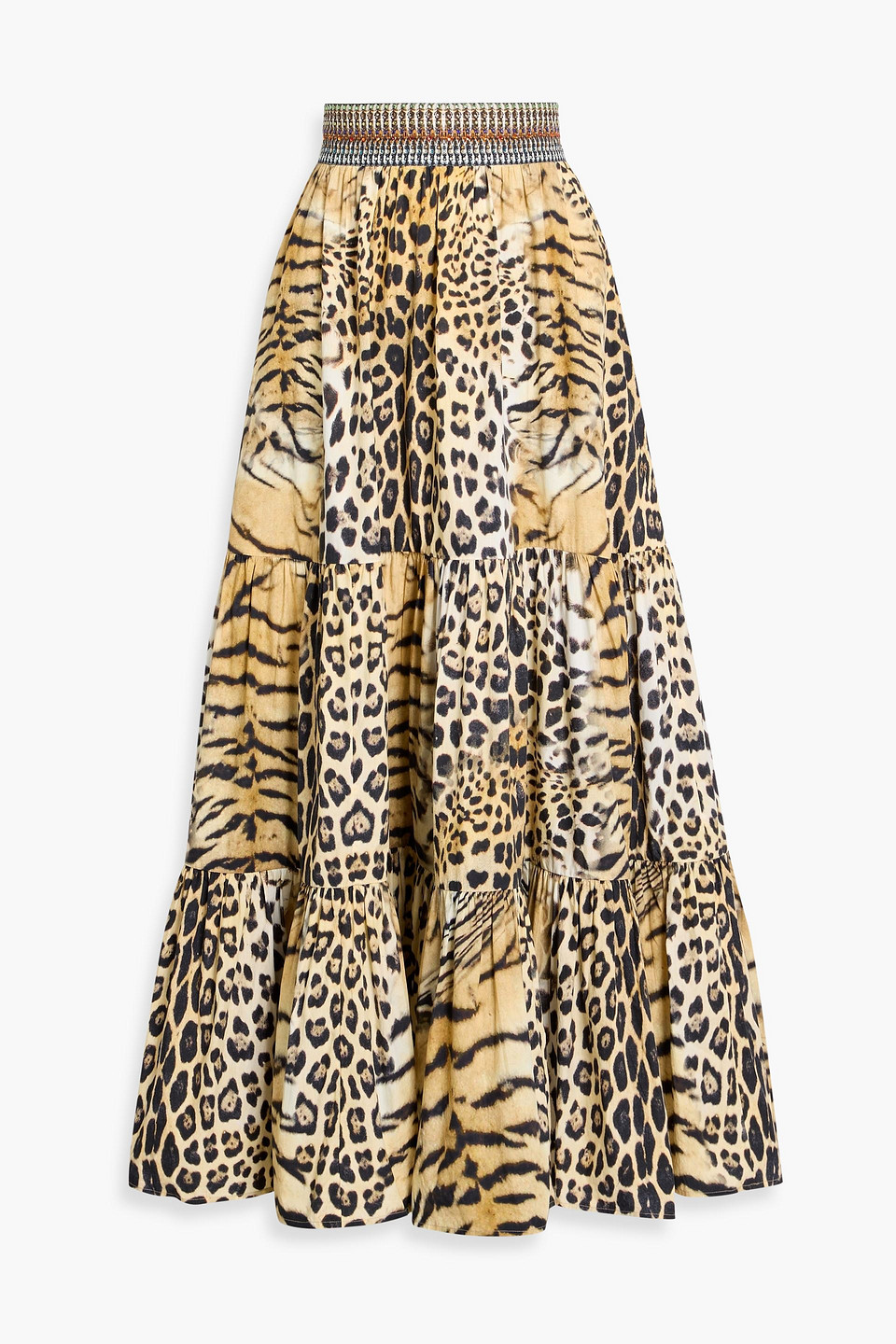 camilla - crystal-embellished leopard-print cotton-poplin maxi skirt - animal print - xxs
