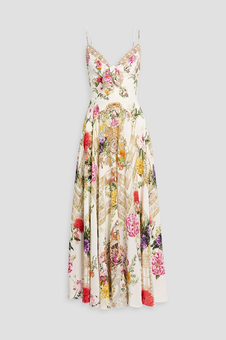 camilla - crystal-embellished printed silk crepe de chine maxi dress - white - s