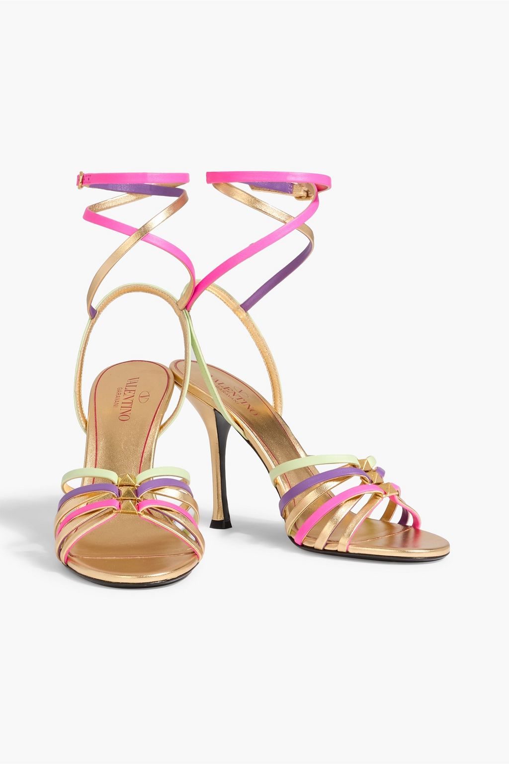 VALENTINO GARAVANI Rockstud metallic leather sandals | THE OUTNET