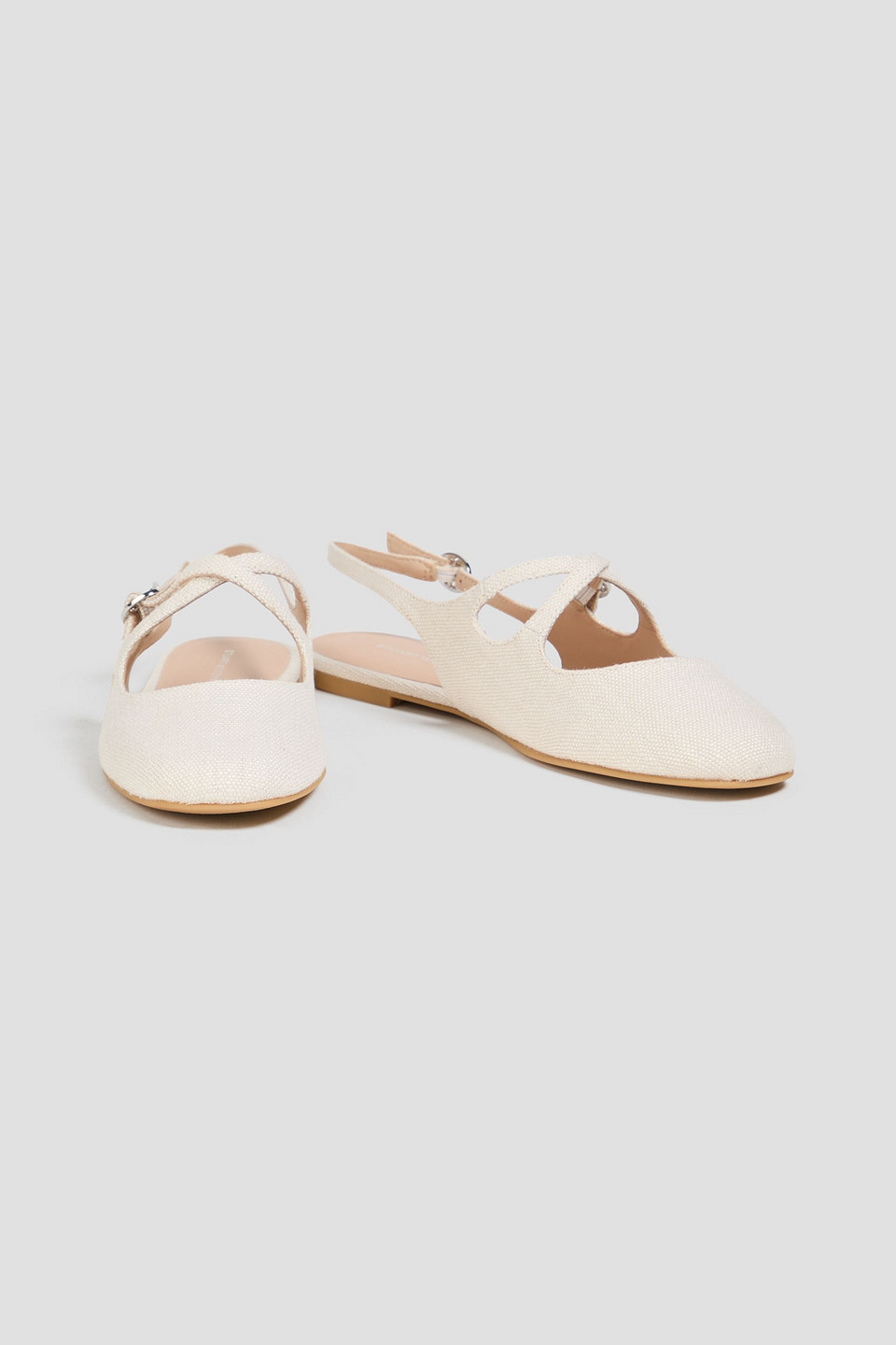  Stuart Weitzman - Clover Canvas Slingback Flats - White - Us 7 
