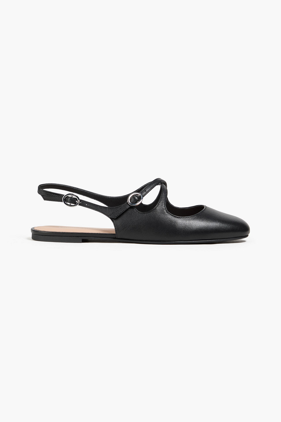 Stuart Weitzman Clover Leather Slingback Flats In Black