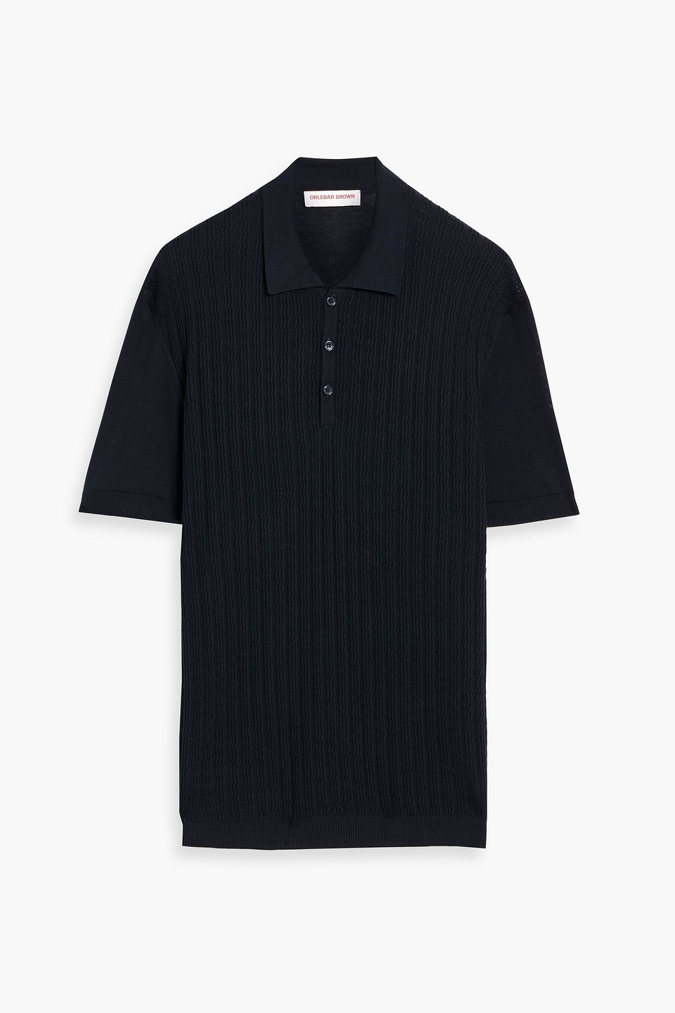 orlebar brown - lingmell pointelle-knit silk and cotton-blend polo shirt - blue - xxl