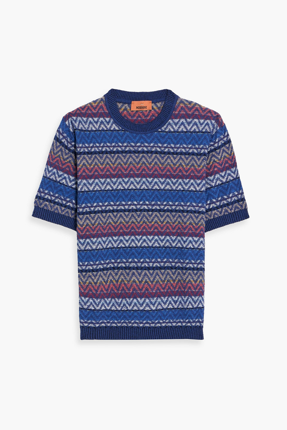 missoni - jacquard-knit cotton-blend t-shirt - blue - it 48
