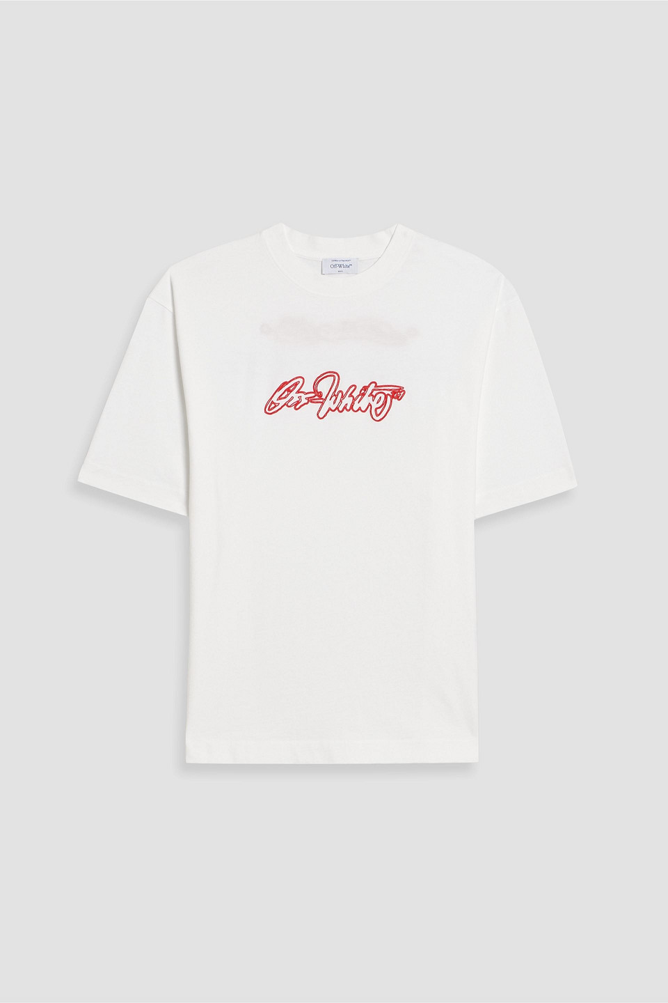 off-white - printed embroidered cotton-jersey t-shirt - white - m