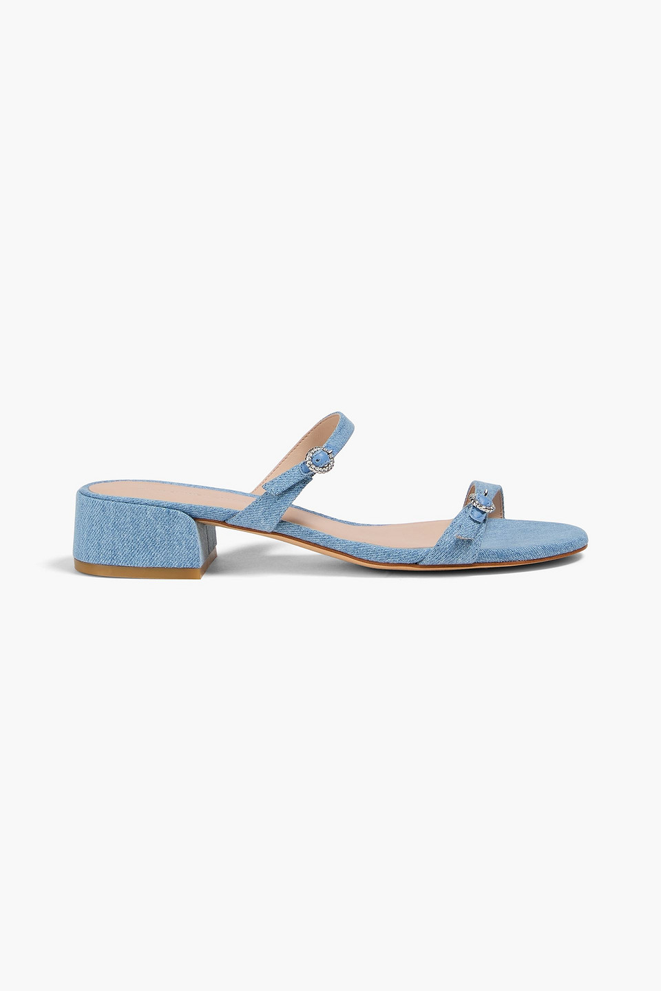 Stuart Weitzman Ginger Denim Mules In Blue