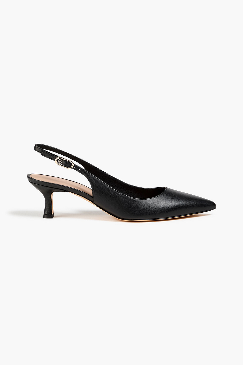stuart weitzman - isla 50 leather slingback pumps - black - us 6