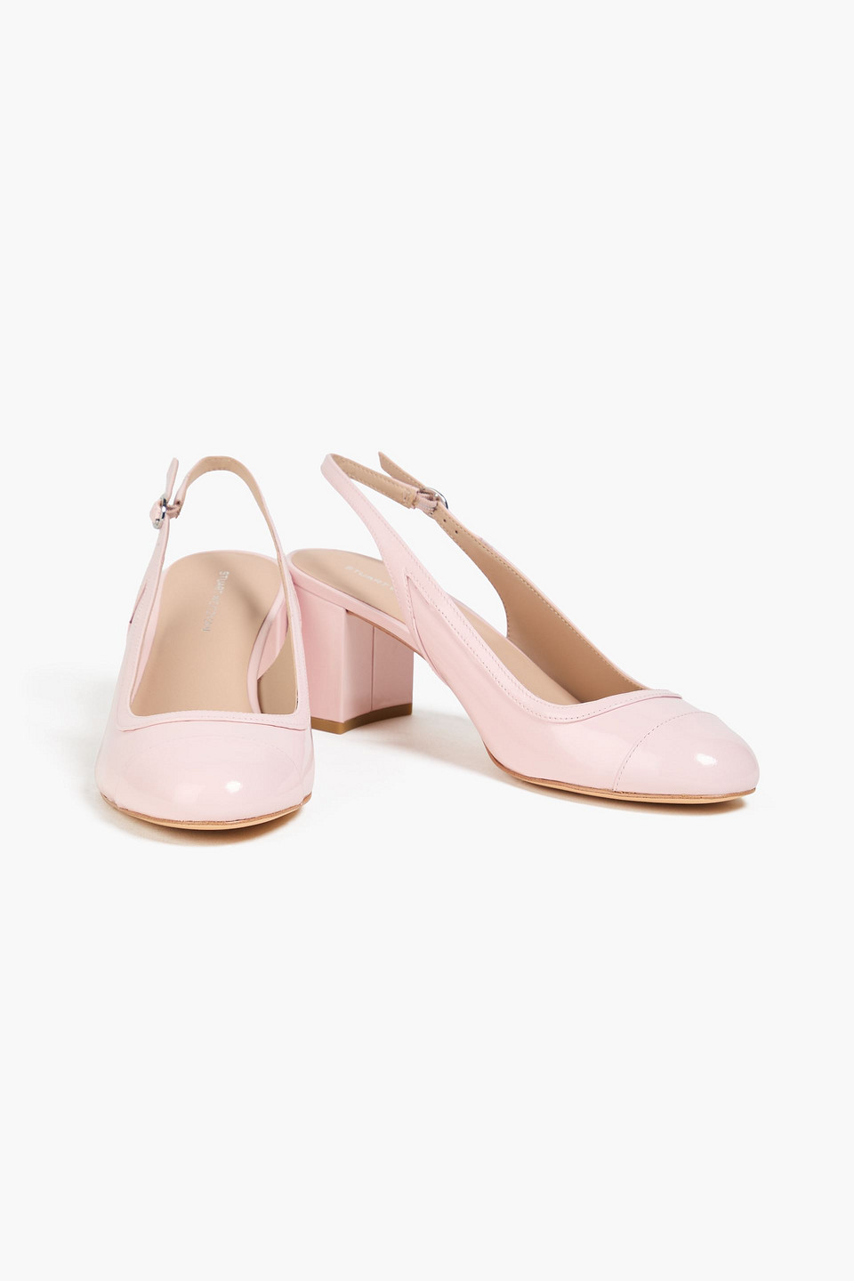 Stuart Weitzman Celina Patent-leather Slingback Pumps In Pink