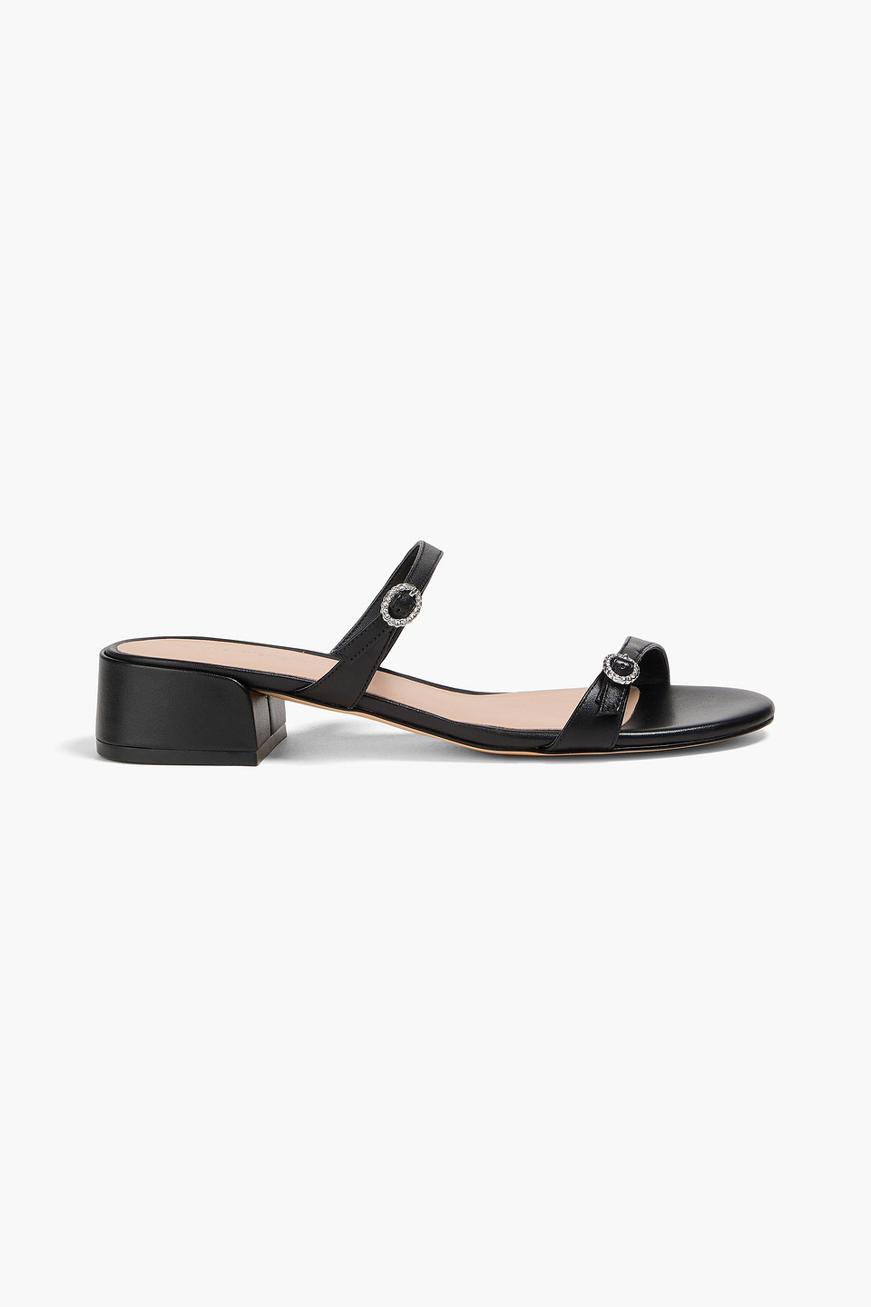 Stuart Weitzman Ginger Leather Mules In Black