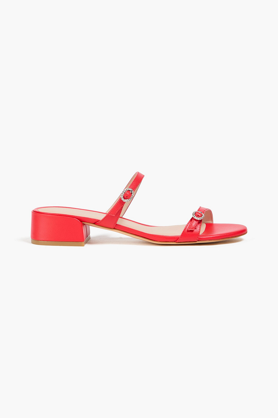 Stuart Weitzman Ginger Leather Mules In Red