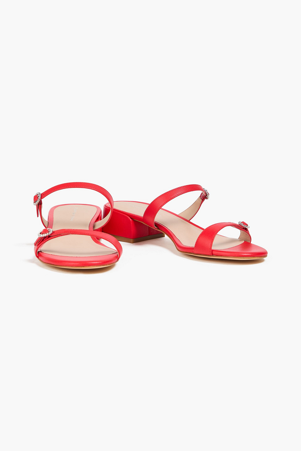 Stuart Weitzman Ginger Leather Mules In Red
