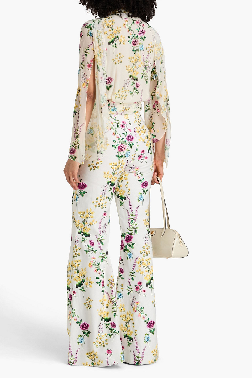  Costarellos - Schlaghose „taisia“ Aus Twill Aus Einer Baumwollmischung Mit Floralem Print - Weiß - Fr 36 