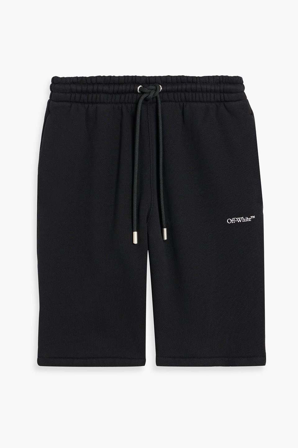 off-white - printed french cotton-terry shorts - black - s