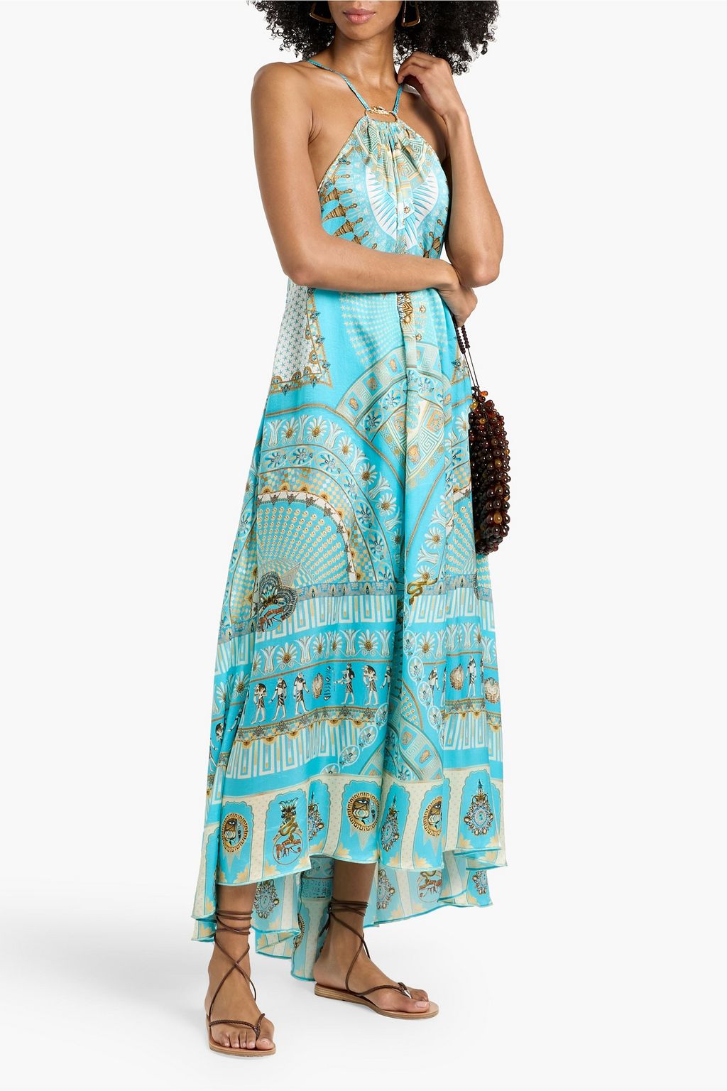 CAMILLA Embellished printed silk-satin halterneck maxi dress | THE OUTNET
