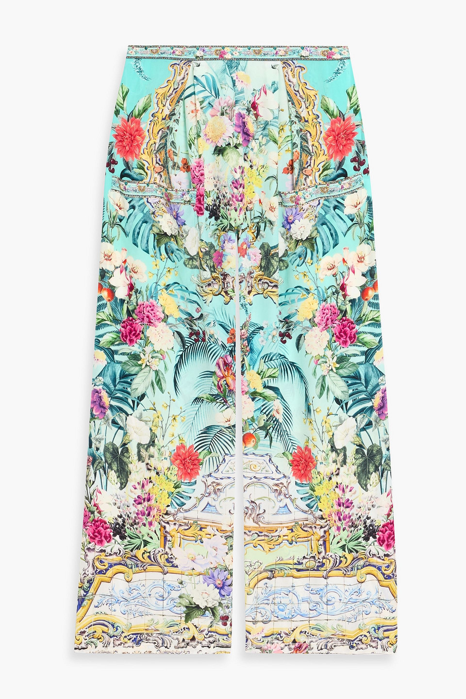 Camilla Crystal-embellished Printed Silk Crepe De Chine Wide-leg Pants In Multi