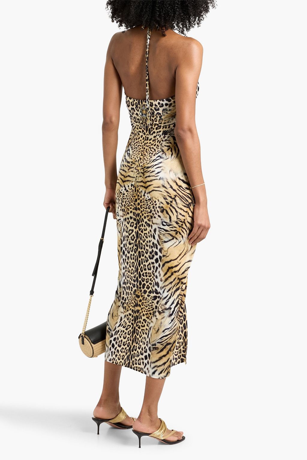 CAMILLA Crystal-embellished leopard-print stretch-jersey halterneck midi dress | THE OUTNET CAMILLA Crystal-embellished leopard-print stretch-jersey halterneck midi dress | THE OUTNET