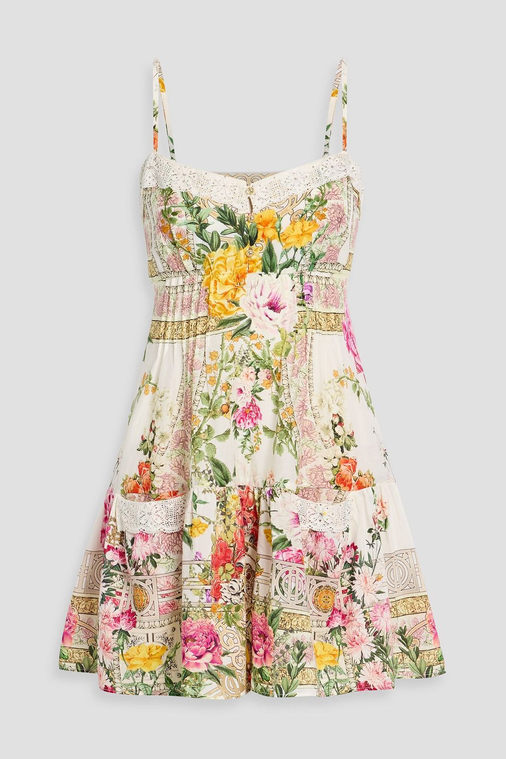 CAMILLA Crystal-embellished printed cotton and silk-blend mini