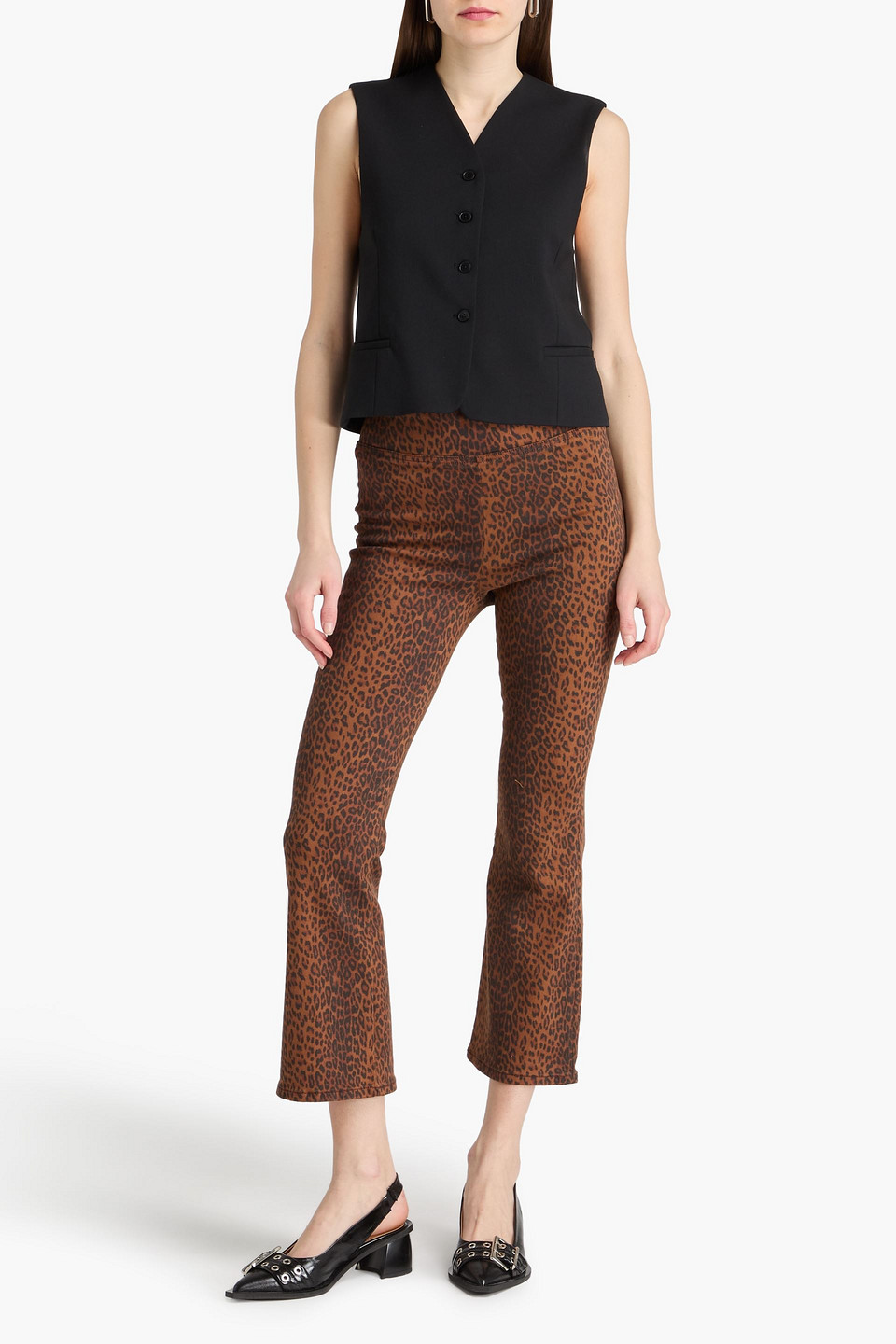  Frame - Jetset Cropped Leopard-print High-rise Bootcut Jeans - Brown - 0 