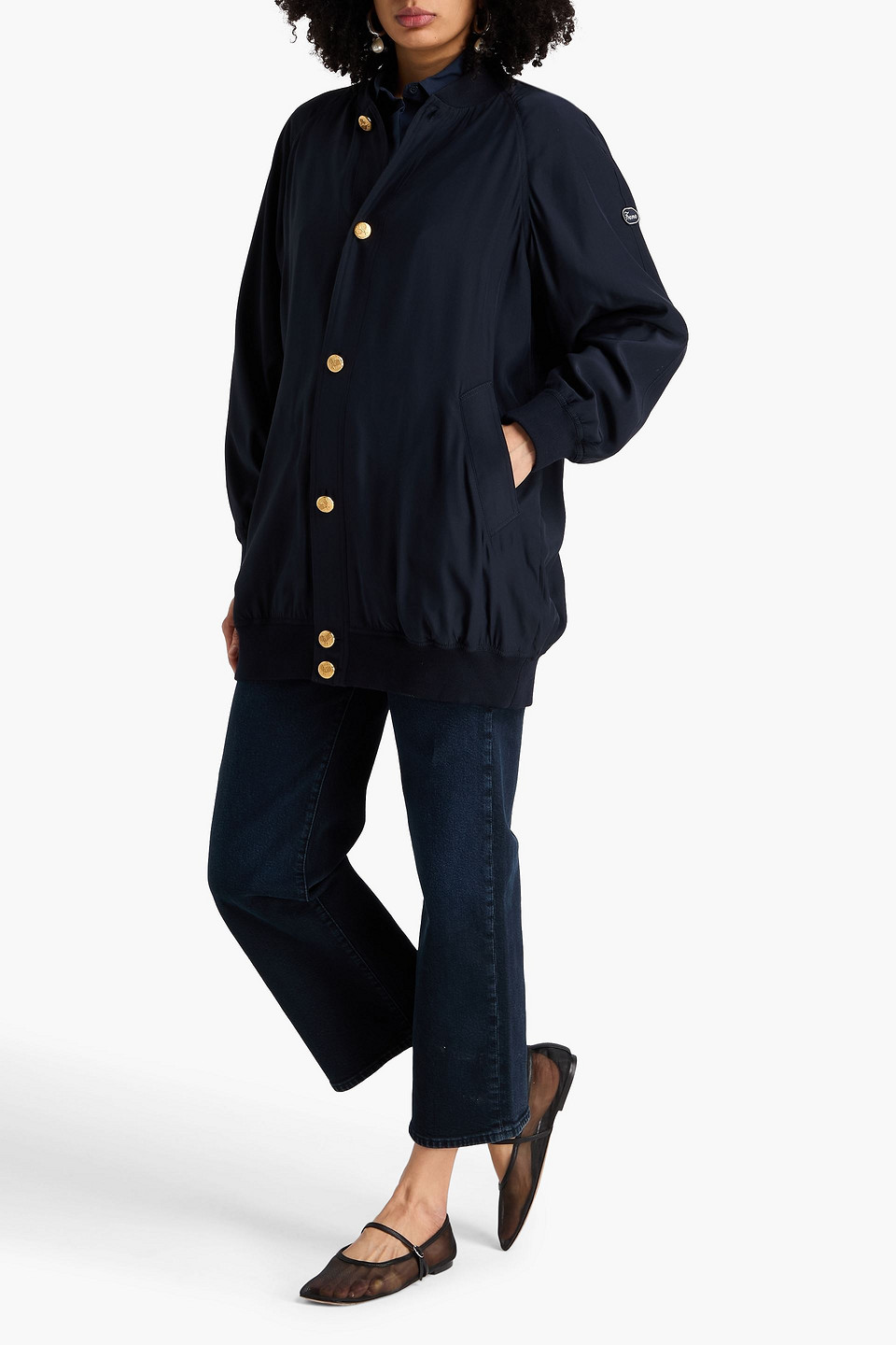  Frame - Silk-satin Bomber Jacket - Blue - M 