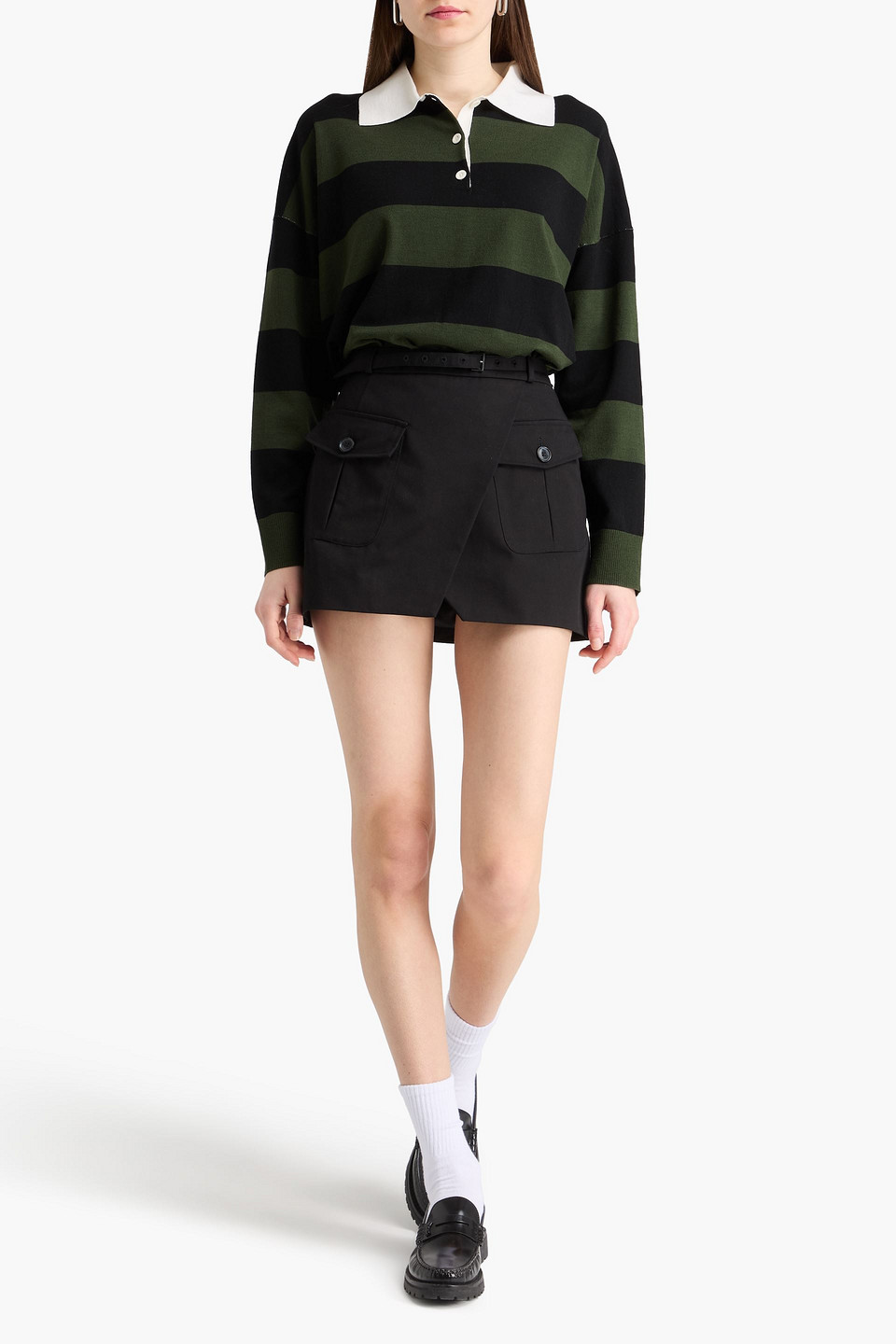  Frame - Cotton-twill Mini Skirt - Black - Us 0 