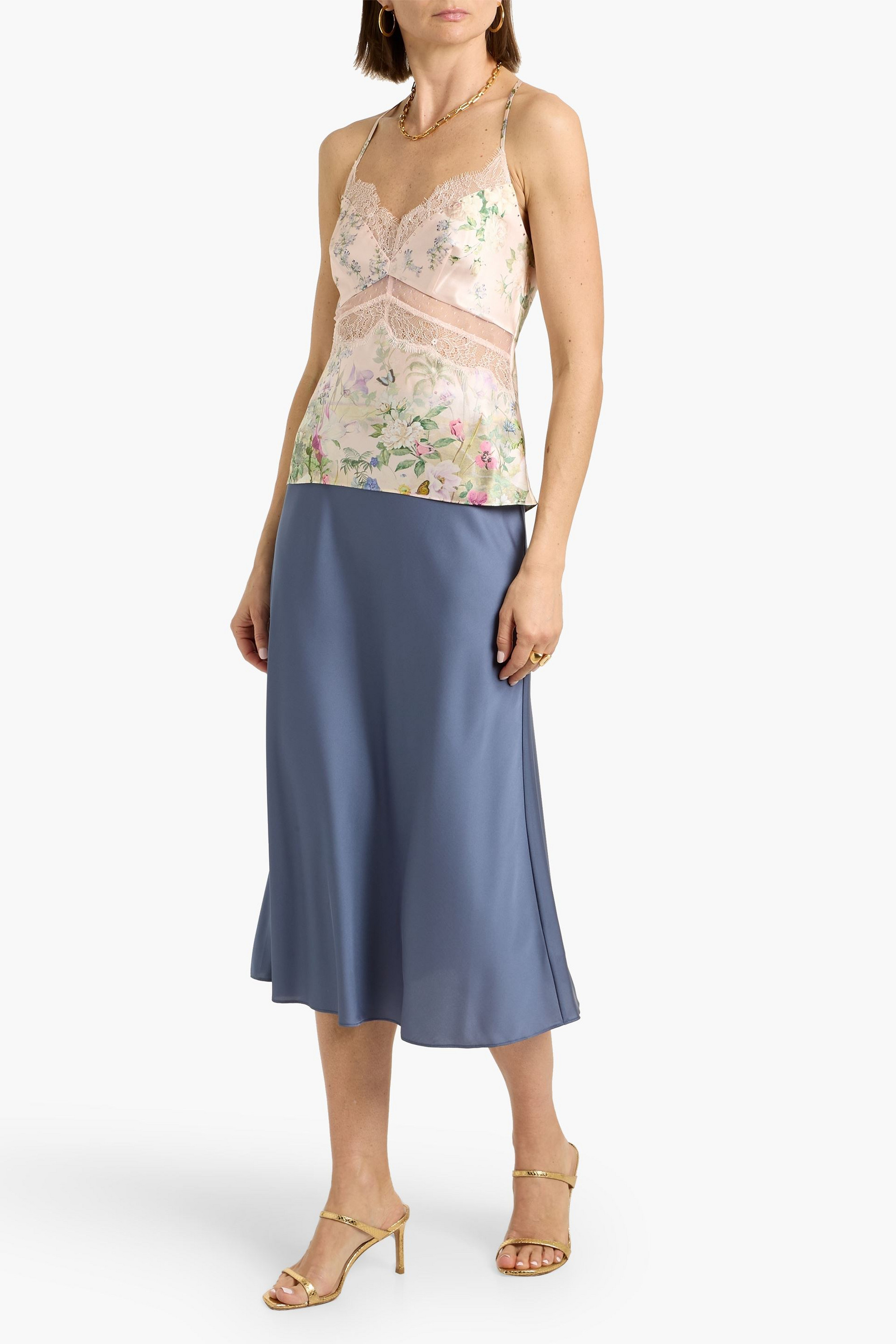 Camilla Crystal-embellished floral-print silk crepe de chine camisole