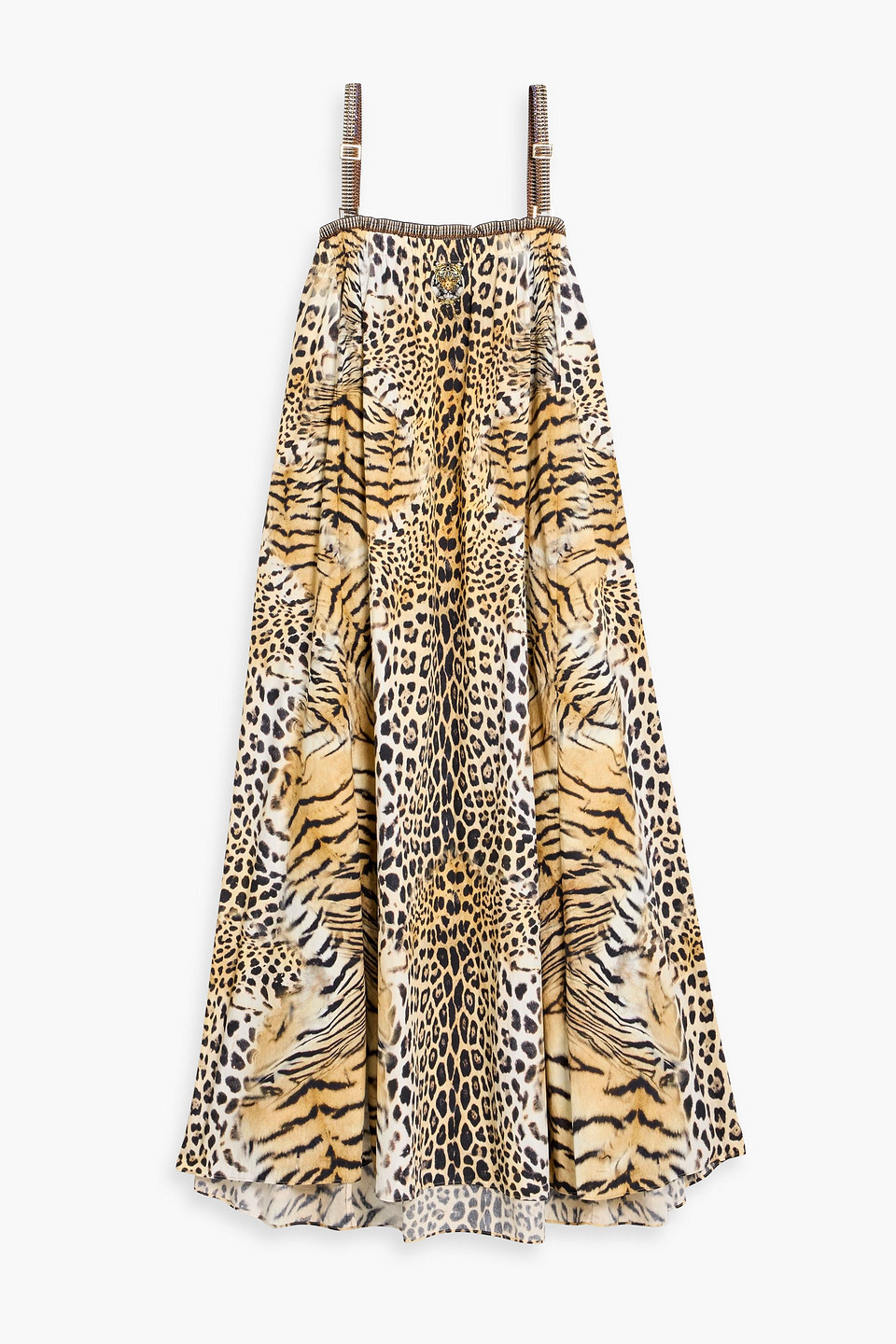 camilla - crystal-embellished leopard-print cotton-poplin maxi dress - animal print - xs/s