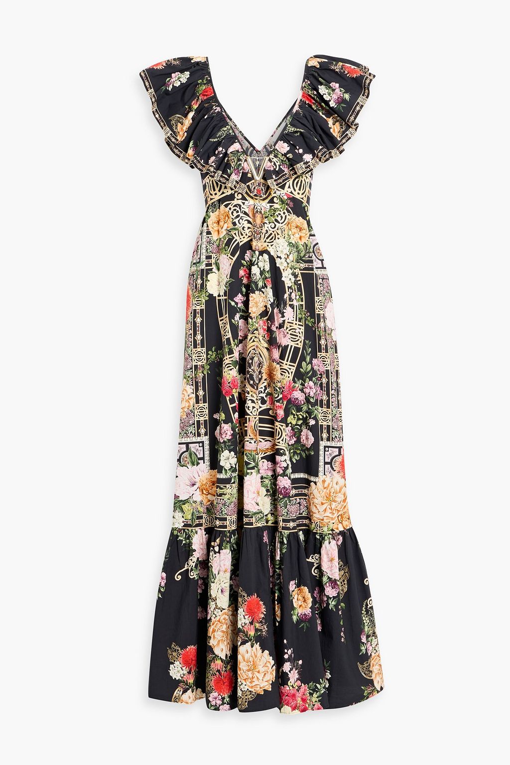 CAMILLA Crystal-embellished floral-print cotton-poplin maxi dress | THE  OUTNET
