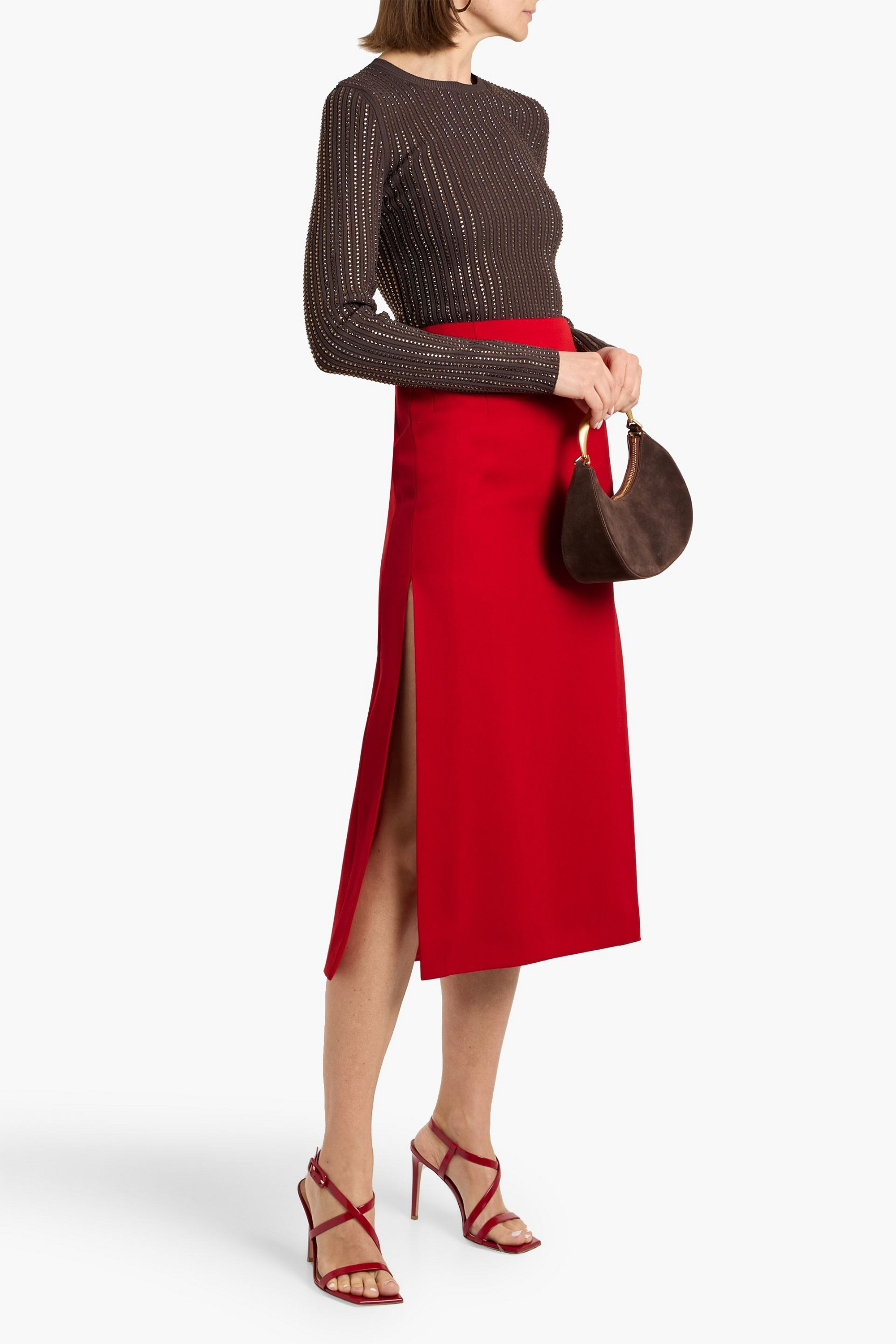 Valentino Garavani Crystal-embellished ribbed-knit top