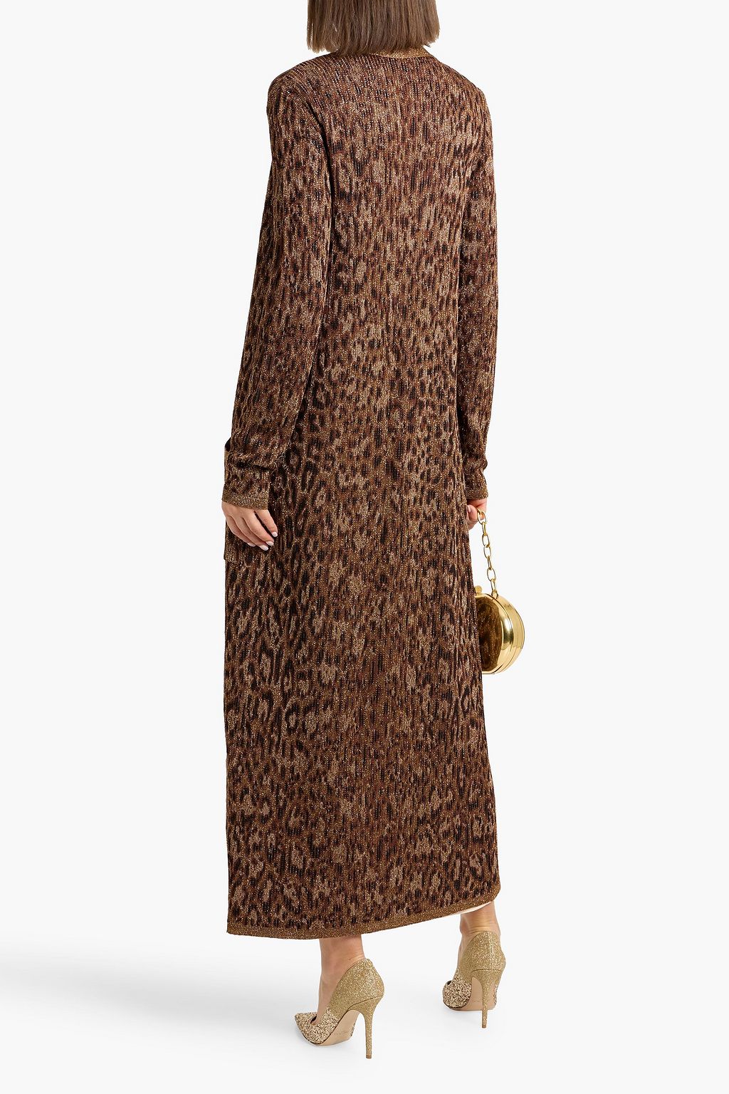 VALENTINO GARAVANI Metallic leopard-print jacquard-knit cardigan