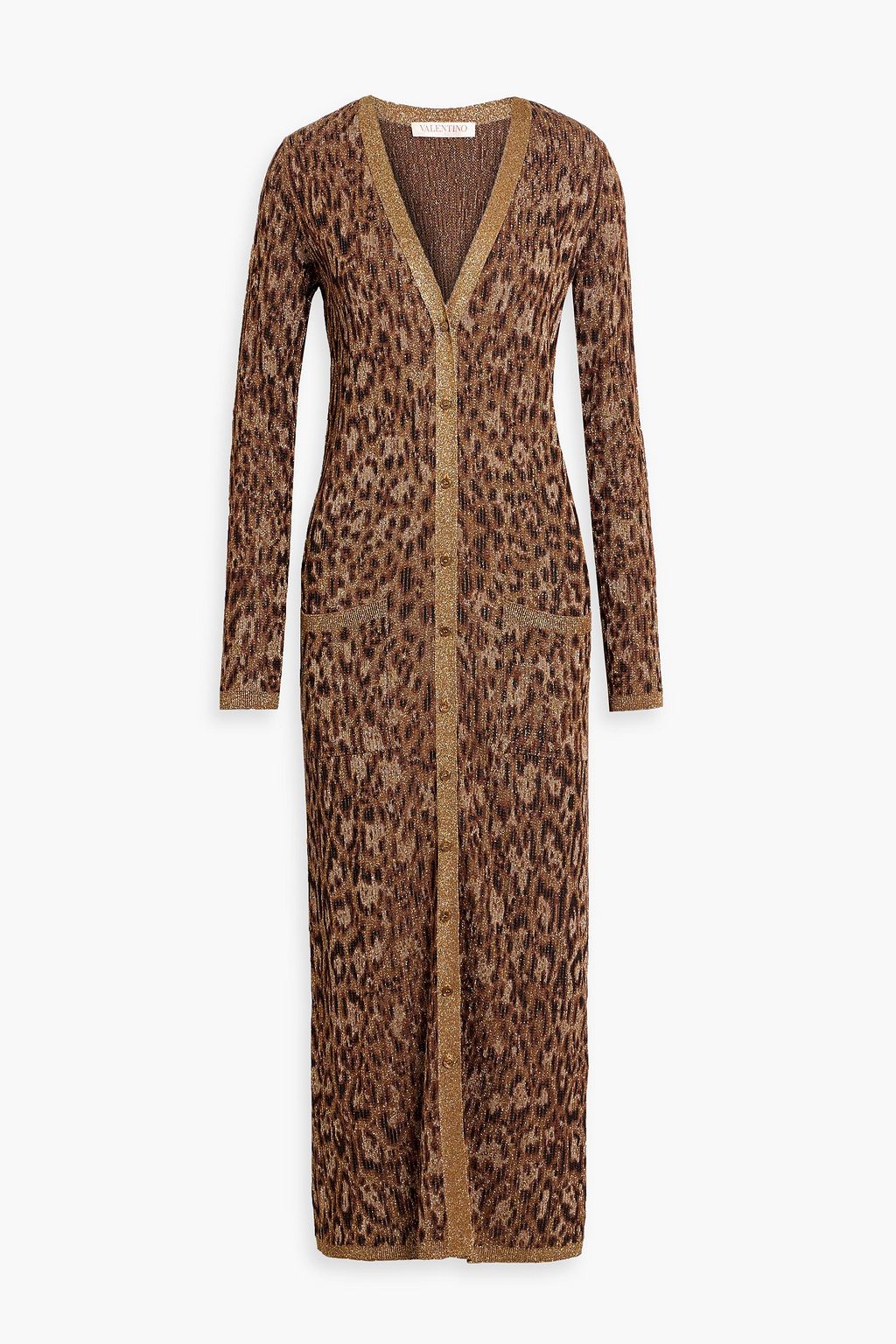 VALENTINO GARAVANI Metallic leopard-print jacquard-knit cardigan
