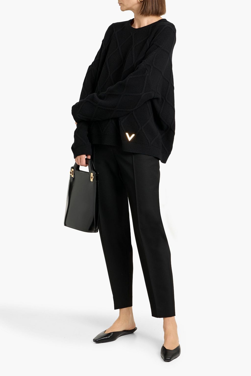 VALENTINO 黒セーター XXS VALENTINO GARAVANI Argyle wool sweater | THE OUTNET