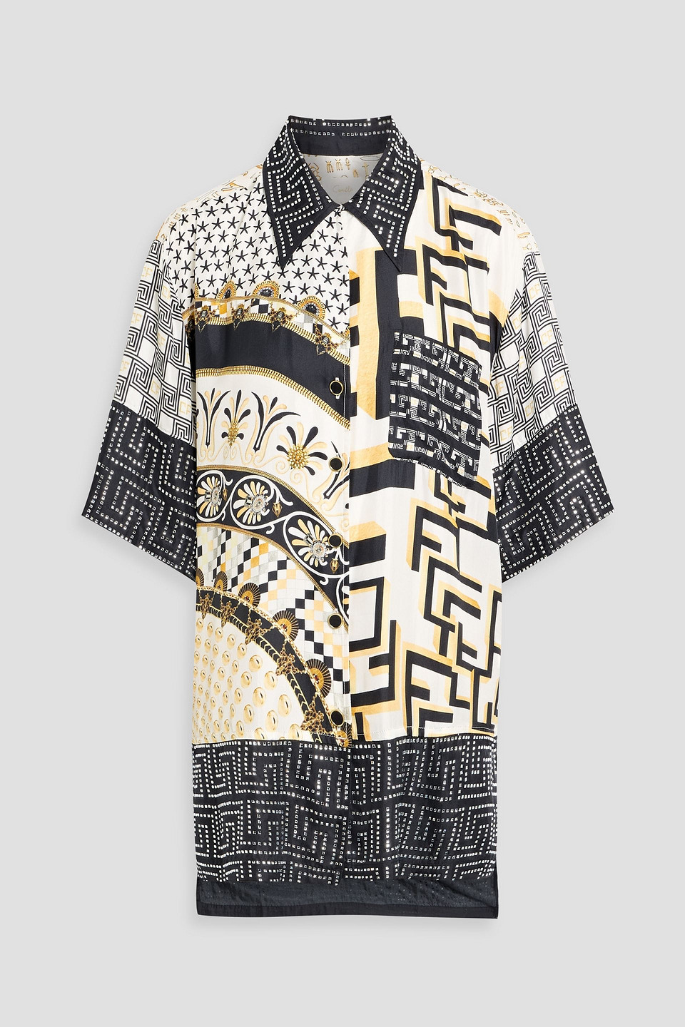 camilla - crystal-embellished printed silk-twill shirt - white - xs/s