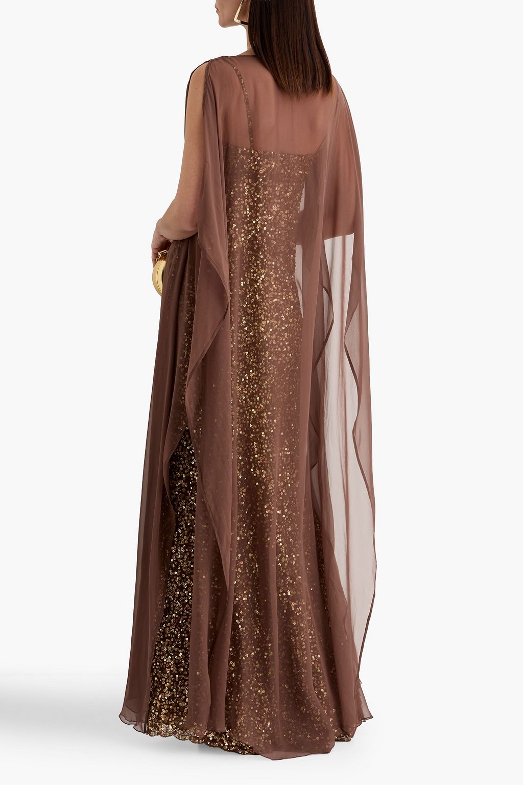 VALENTINO GARAVANI Layered sequined mesh and chiffon gown | THE OUTNET VALENTINO GARAVANI Layered sequined mesh and chiffon gown | THE OUTNET