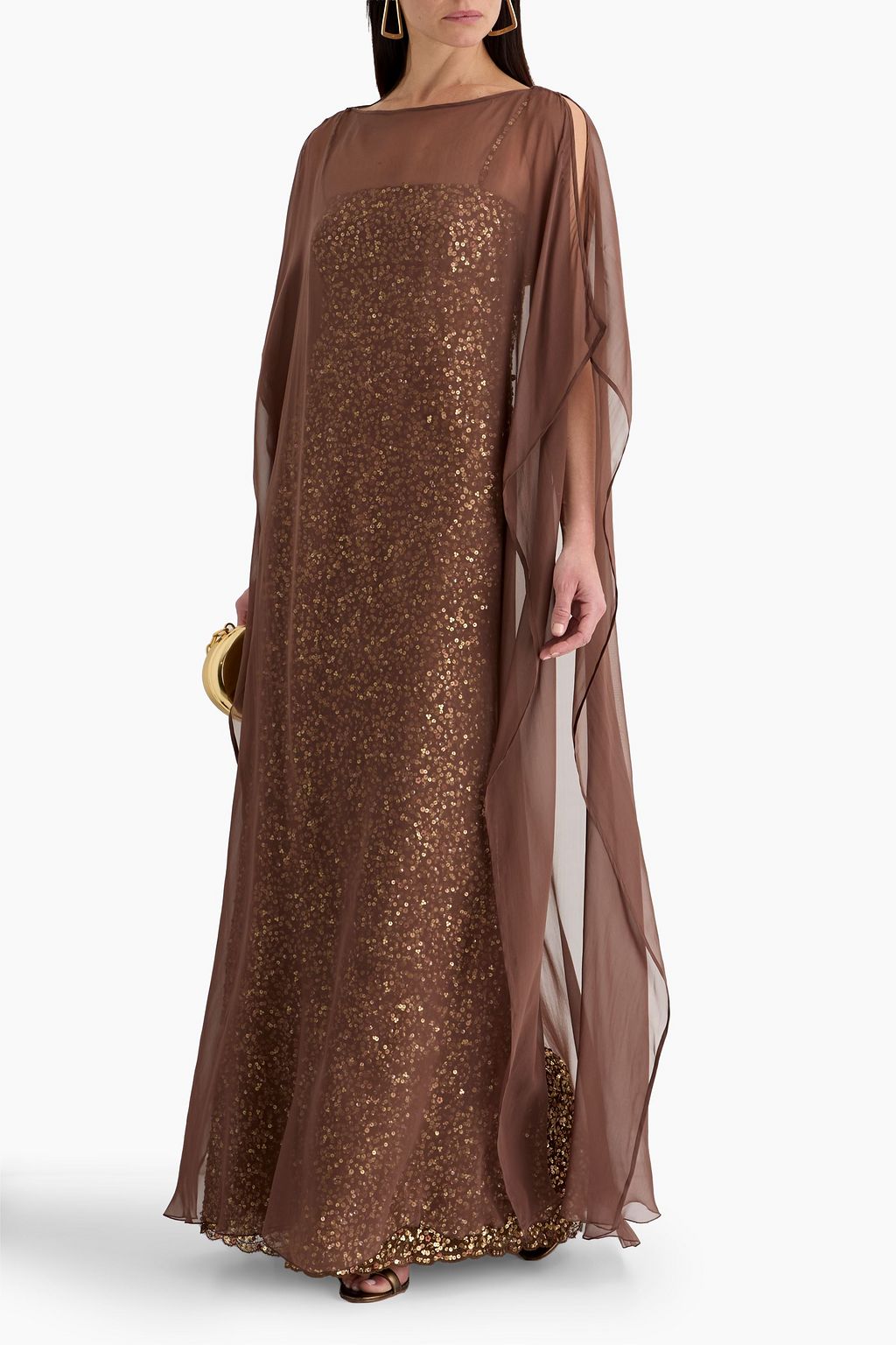 VALENTINO GARAVANI Layered sequined mesh and chiffon gown | THE OUTNET