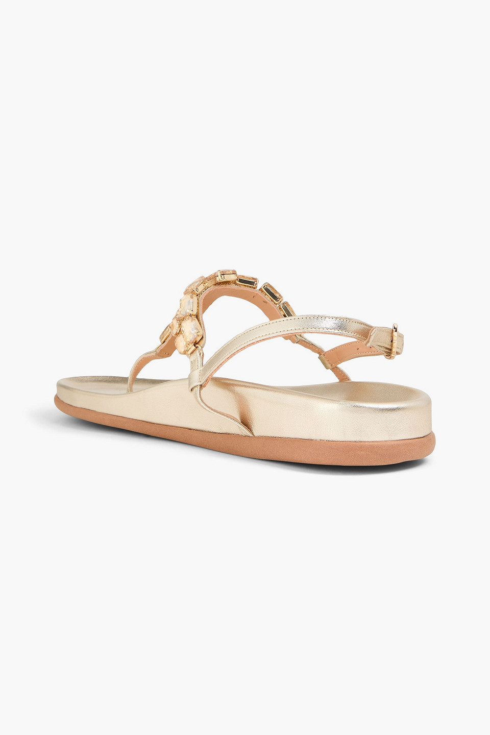  Ancient Greek Sandals - Katerina Crystal-embellished Metallic Leather Slingback Sandals - Metallic - Eu 36 