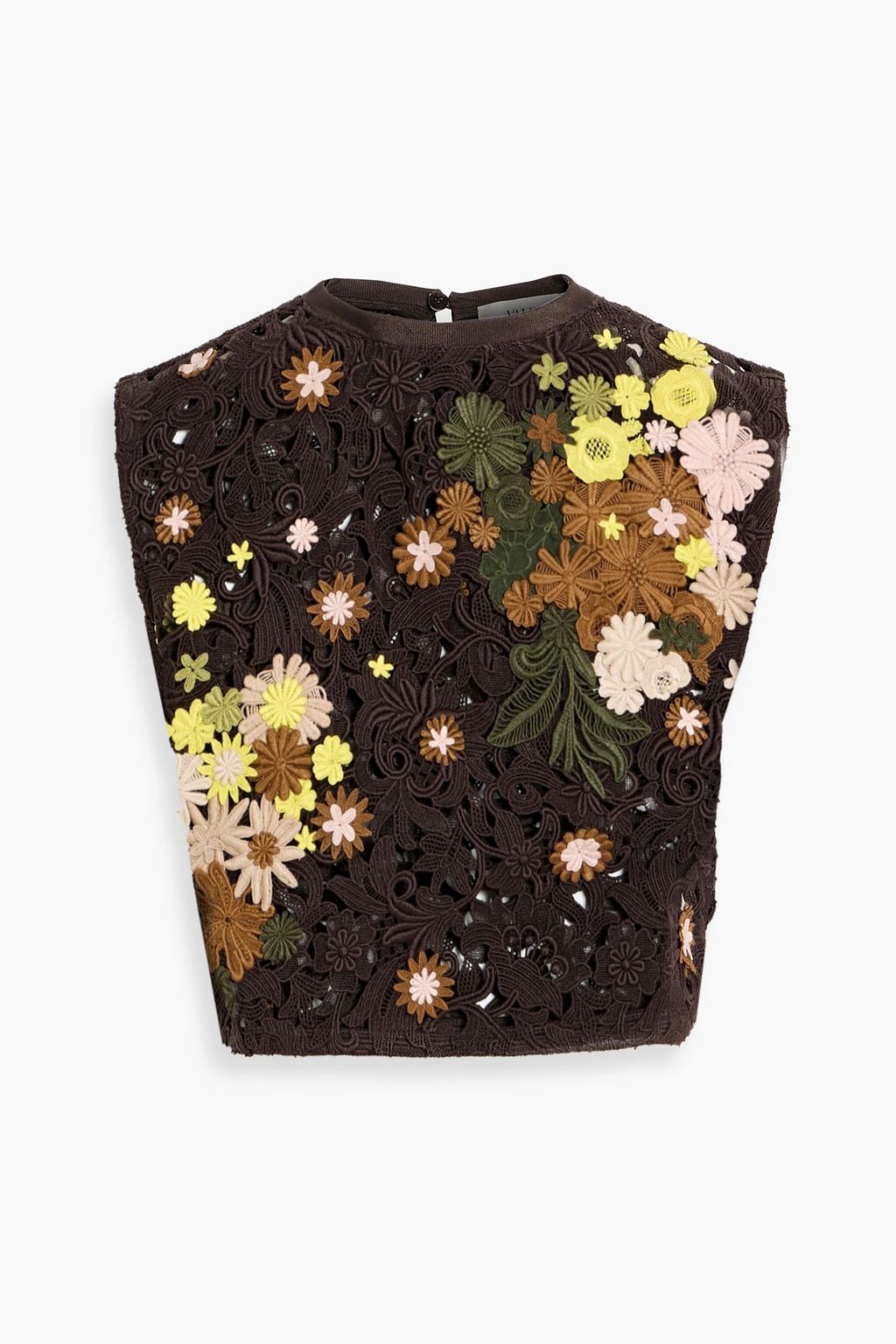 VALENTINO GARAVANI Cropped cotton-blend guipure lace top | THE OUTNET