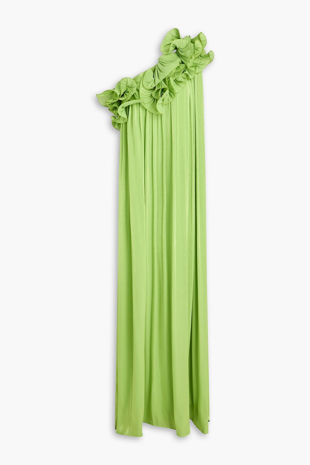 COSTARELLOS Charmain one-shoulder ruffled metallic georgette gown | THE  OUTNET