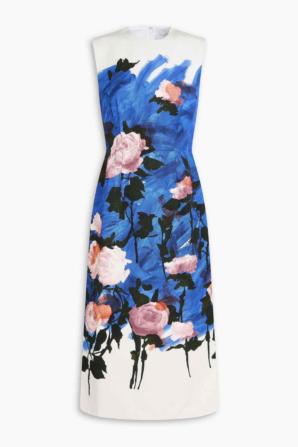 erdem - floral-print cotton-blend faille midi dress - blue - uk 6
