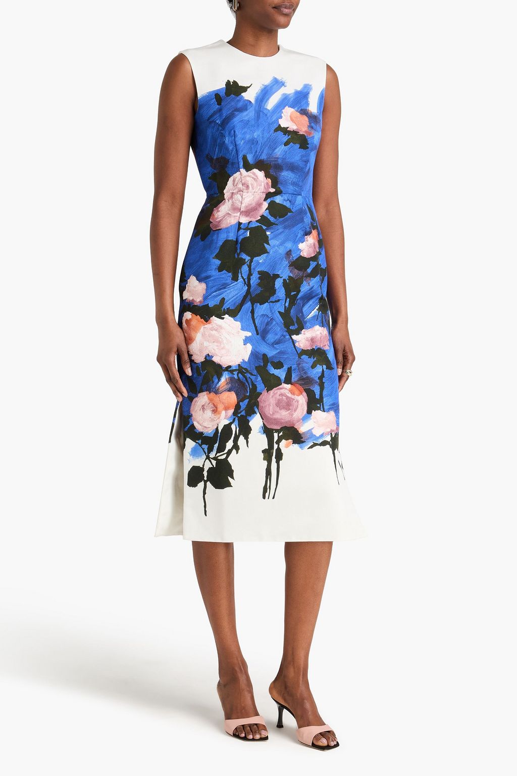 ERDEM Floral-print cotton-blend faille midi dress | THE OUTNET
