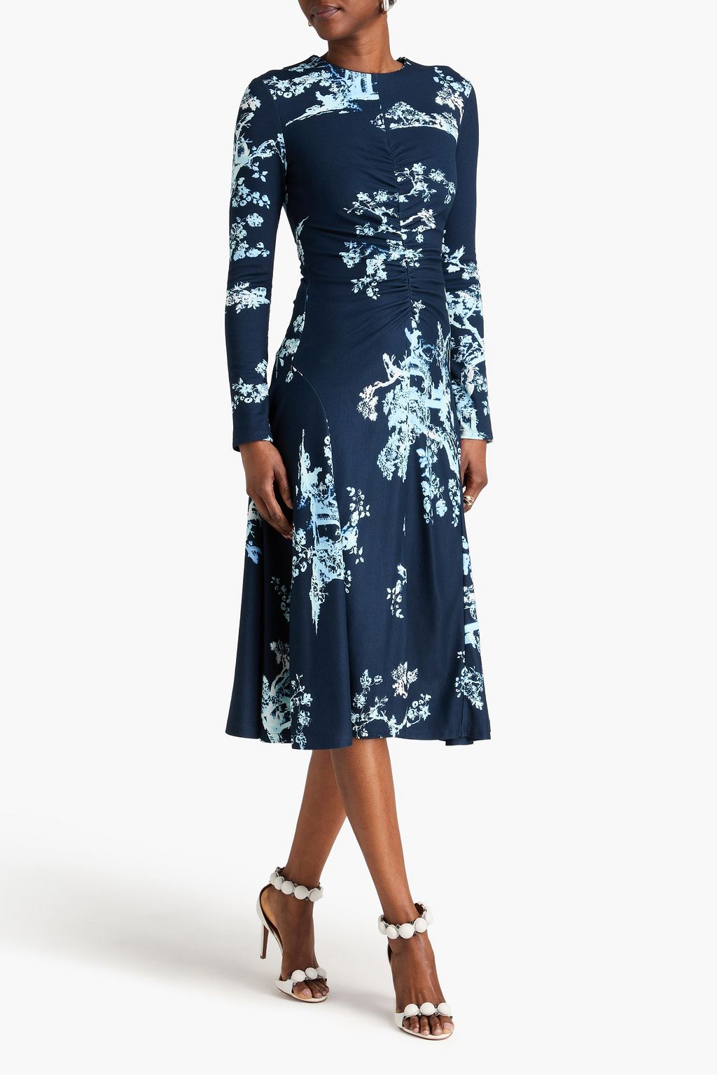 ERDEM Printed denim midi dress | THE OUTNET