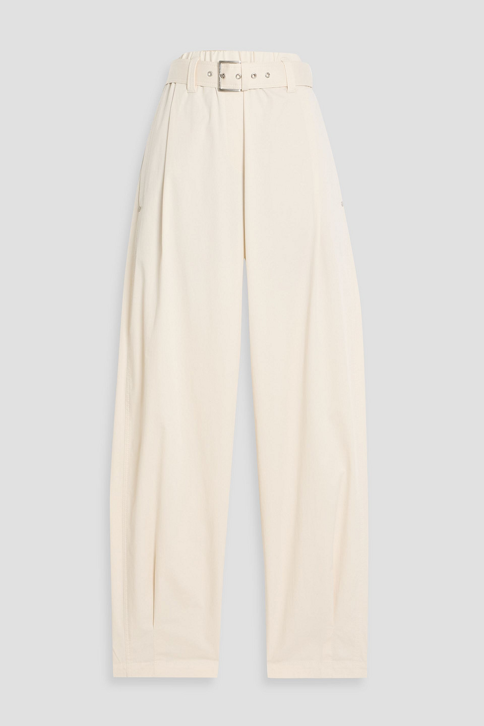Brunello Cucinelli Belted Cotton-blend Twill Tapered Pants In Neutral