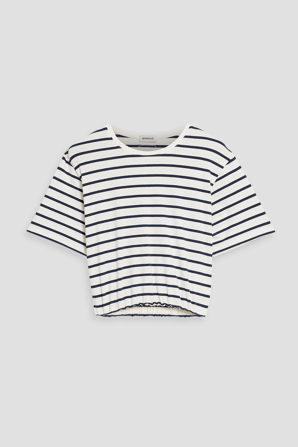 Simkhai Jojo Cropped Striped Cotton-blend Jersey T-shirt In White